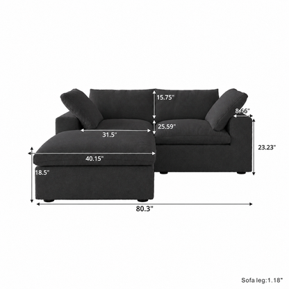 Ember Cloud 2 Seater Sofa With Ottoman