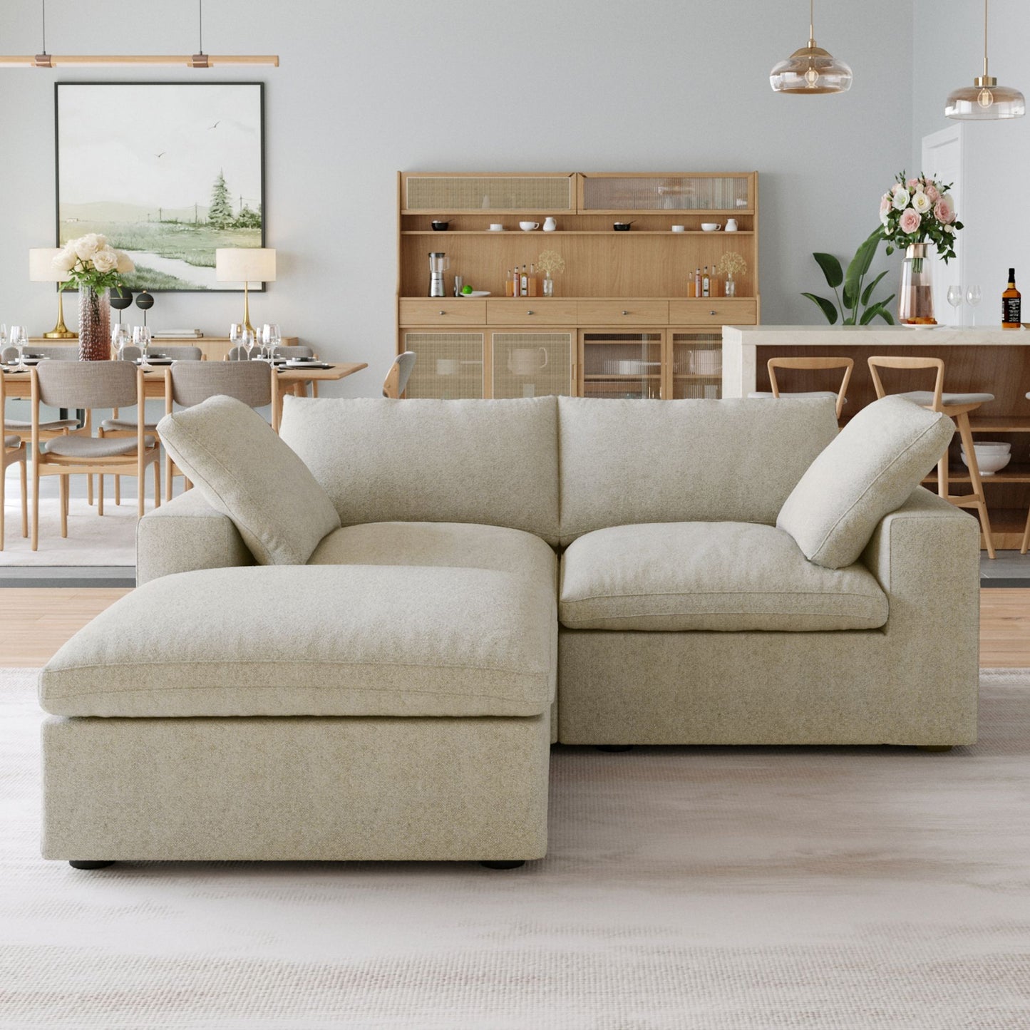 Ember Cloud 2 Seater Sofa With Ottoman