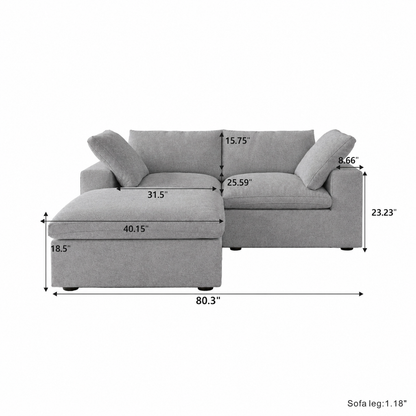 Ember Cloud 2 Seater Sofa With Ottoman