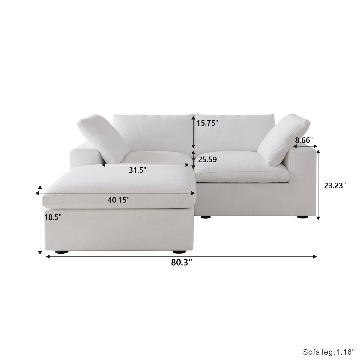 Ember Cloud 2 Seater Sofa With Ottoman