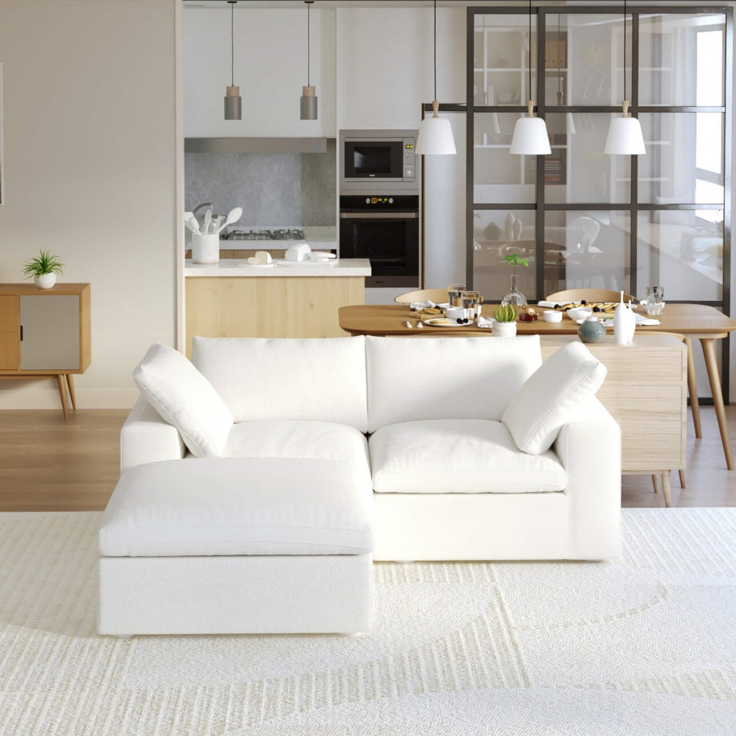 Ember Cloud 2 Seater Sofa With Ottoman