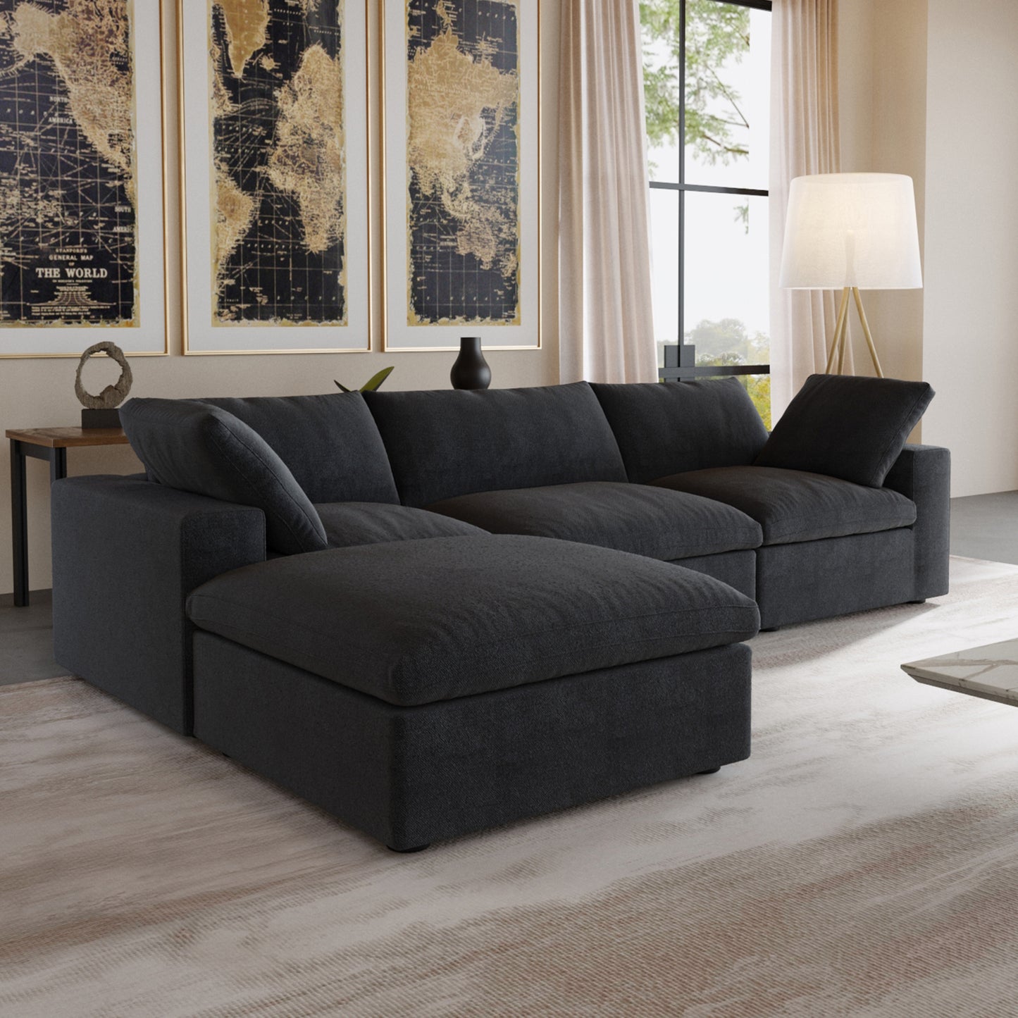 Ember Cloud 3 Seater Sofa With Ottoman