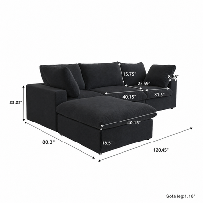 Ember Cloud 3 Seater Sofa With Ottoman