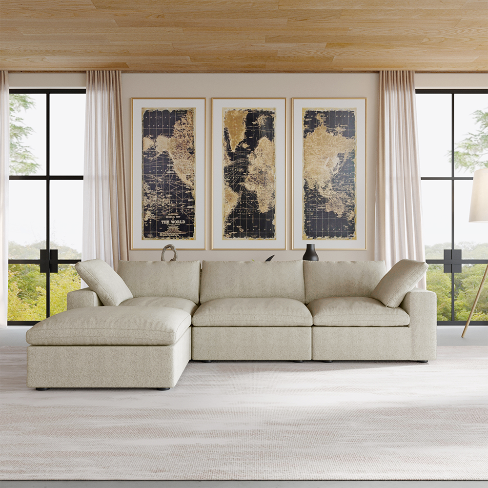 Ember Cloud 3 Seater Sofa With Ottoman