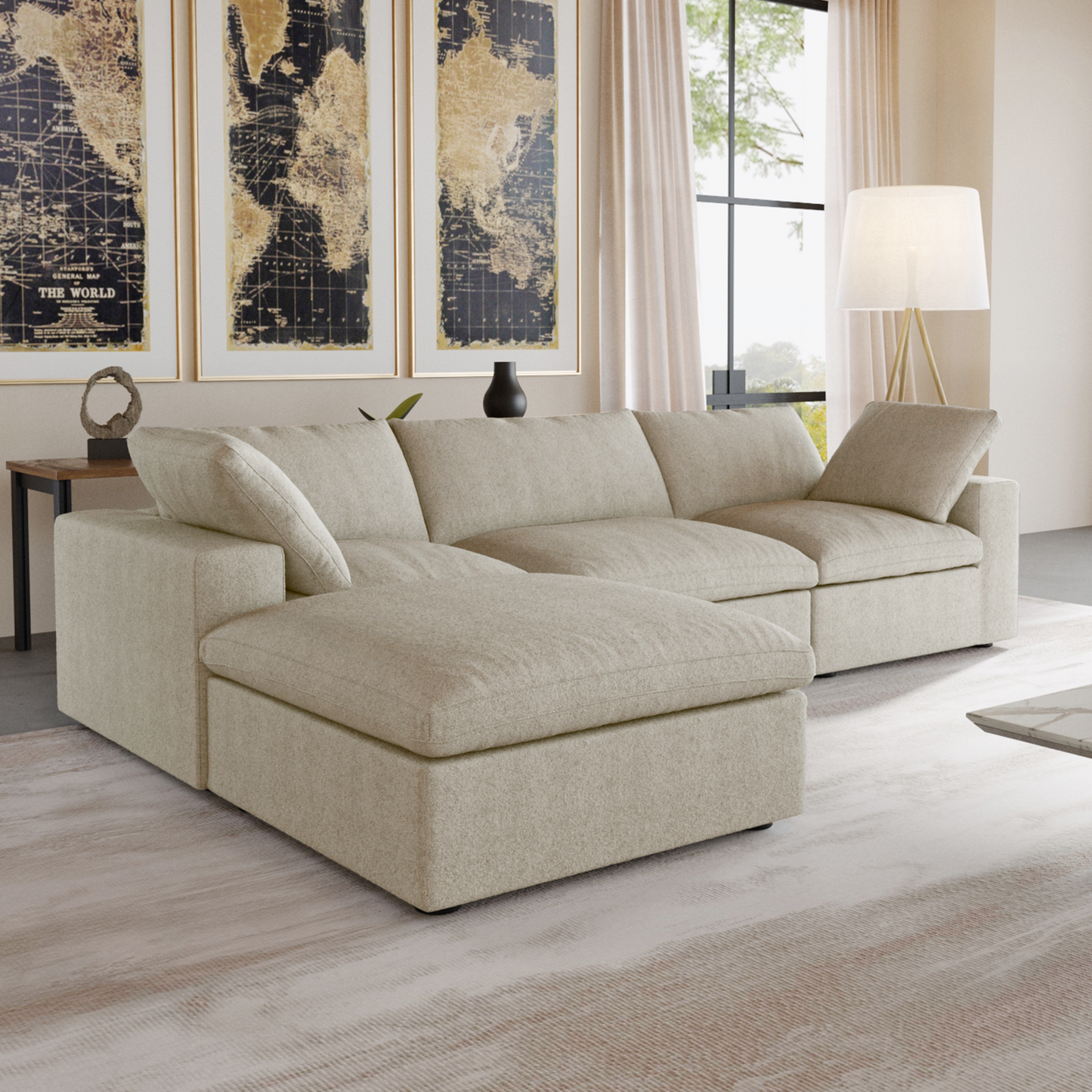 Ember Cloud 3 Seater Sofa With Ottoman
