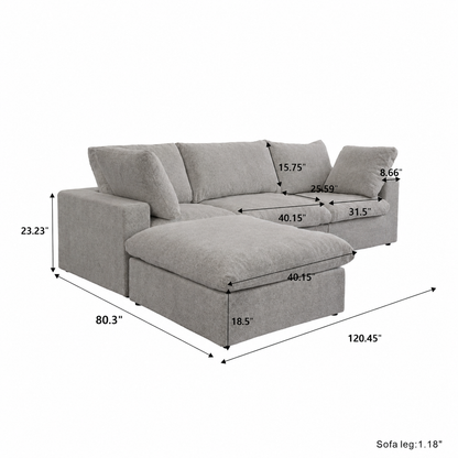Ember Cloud 3 Seater Sofa With Ottoman