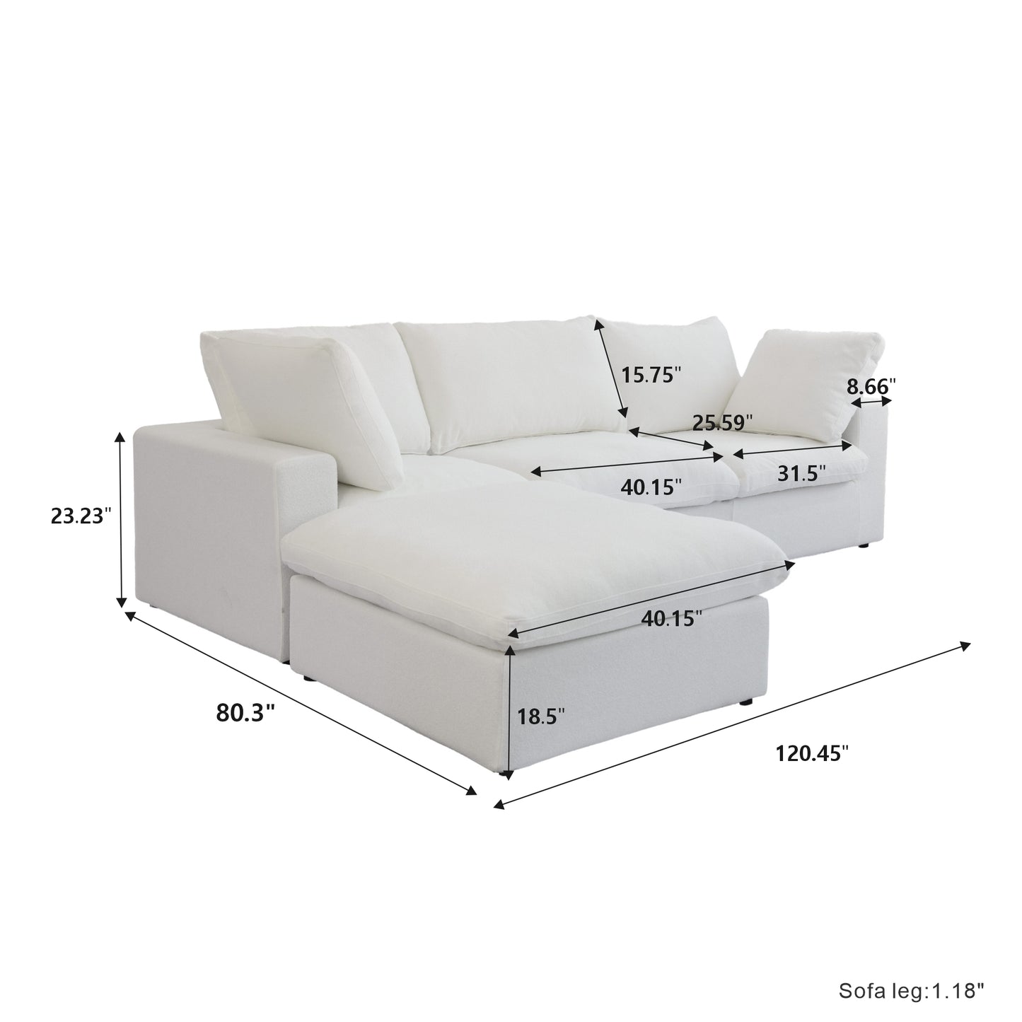 Ember Cloud 3 Seater Sofa With Ottoman