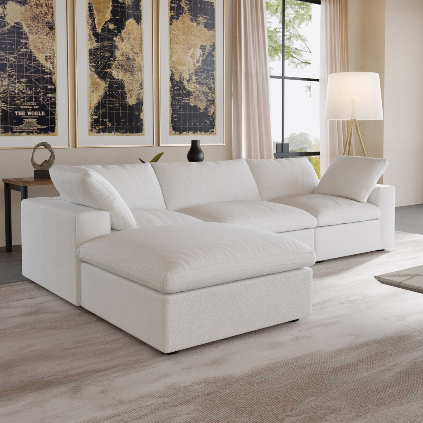 Ember Cloud 3 Seater Sofa With Ottoman