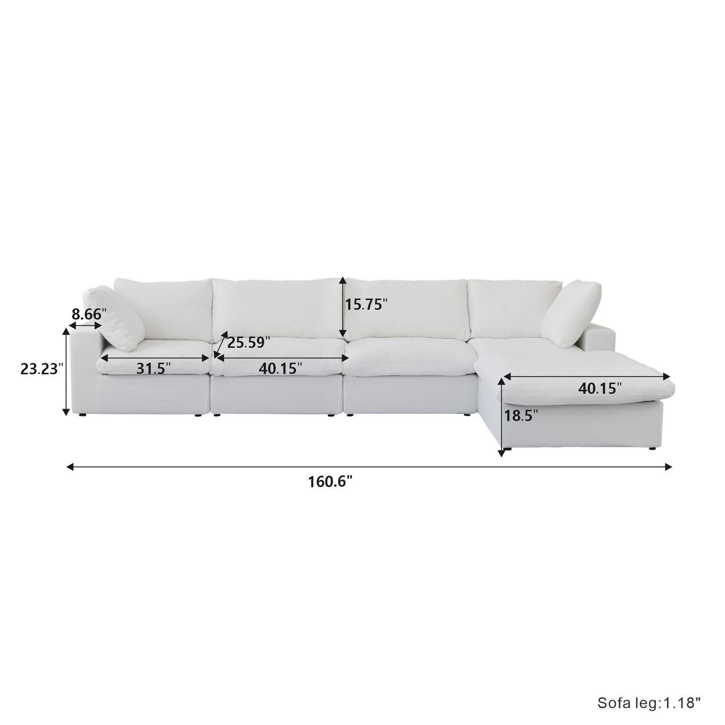 Ember Cloud 4 Seater Sofa With Ottoman