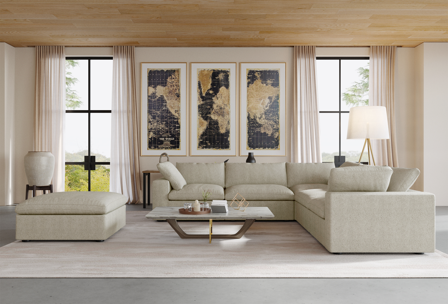Ember Cloud 4 Seater Corner Sectional With Ottoman
