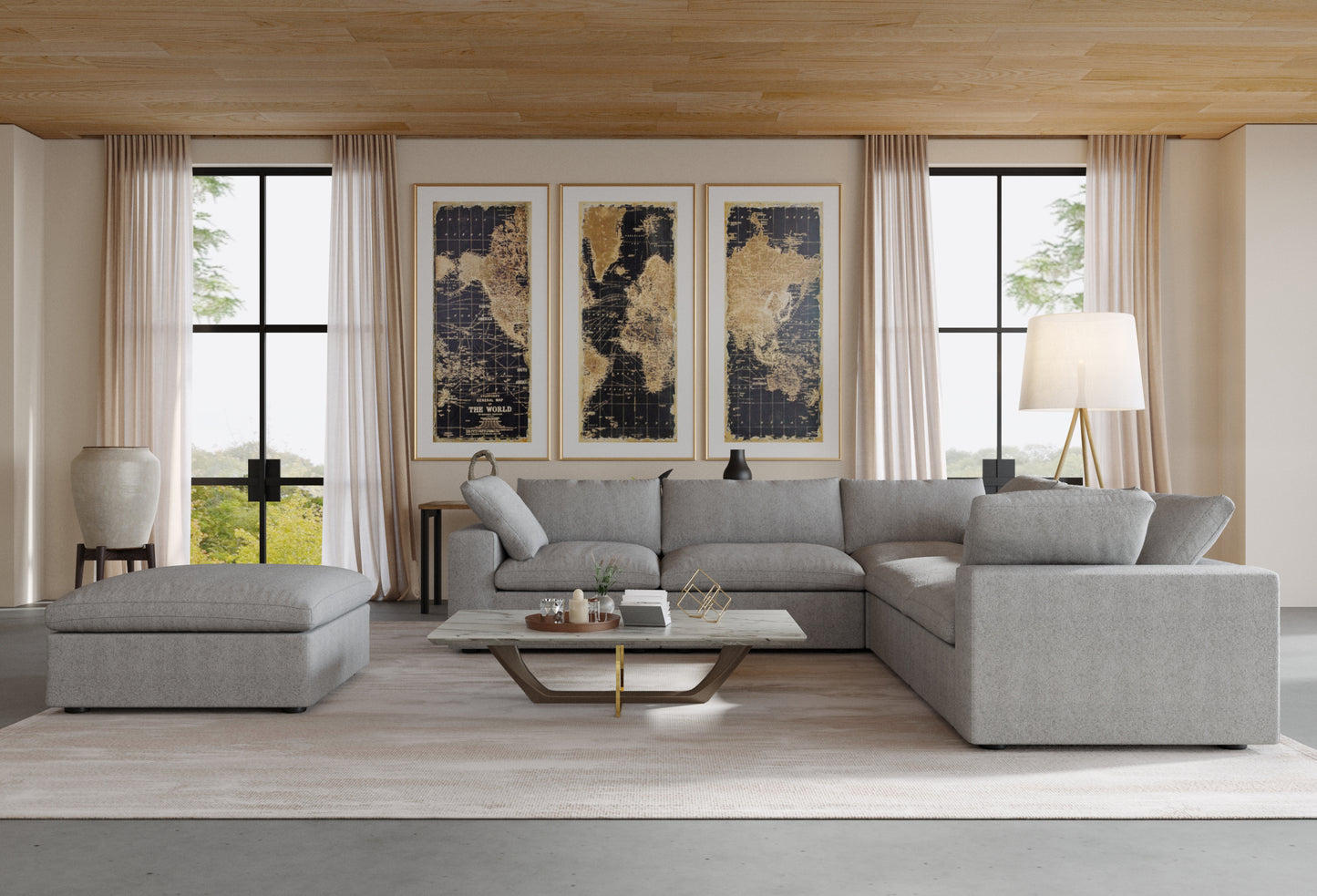 Ember Cloud 4 Seater Corner Sectional With Ottoman
