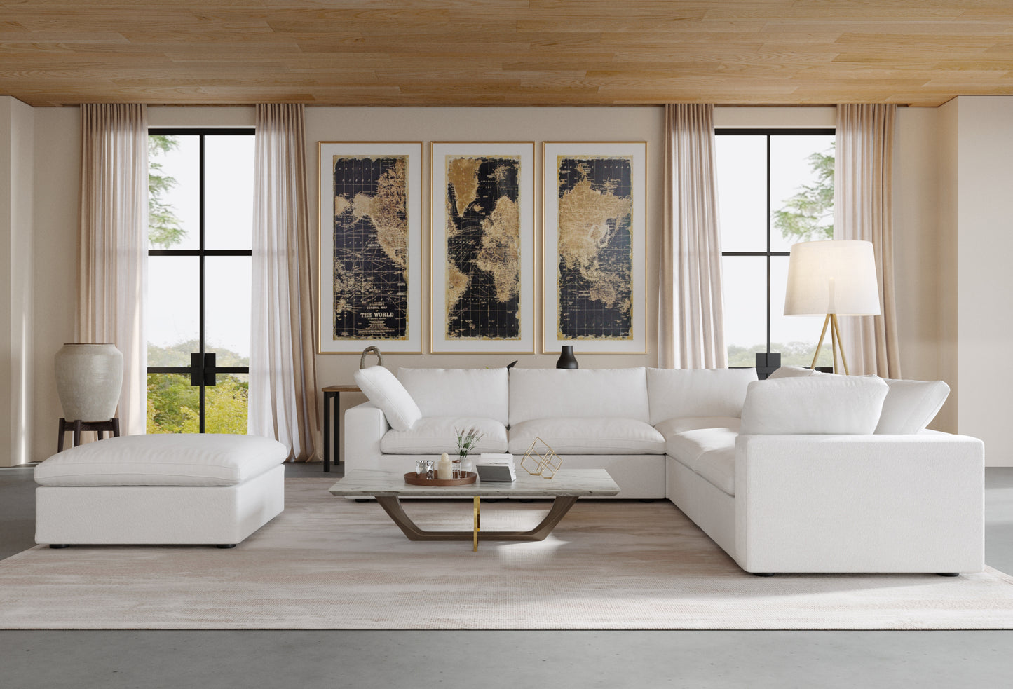 Ember Cloud 4 Seater Corner Sectional With Ottoman