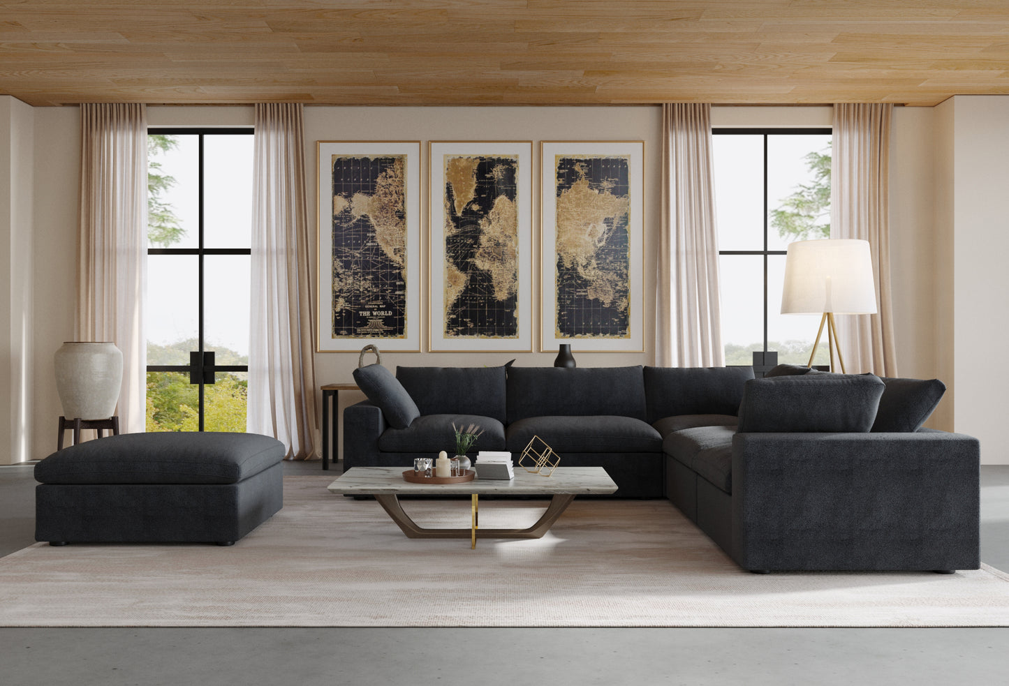 Ember Cloud 4 Seater Corner Sectional With Ottoman